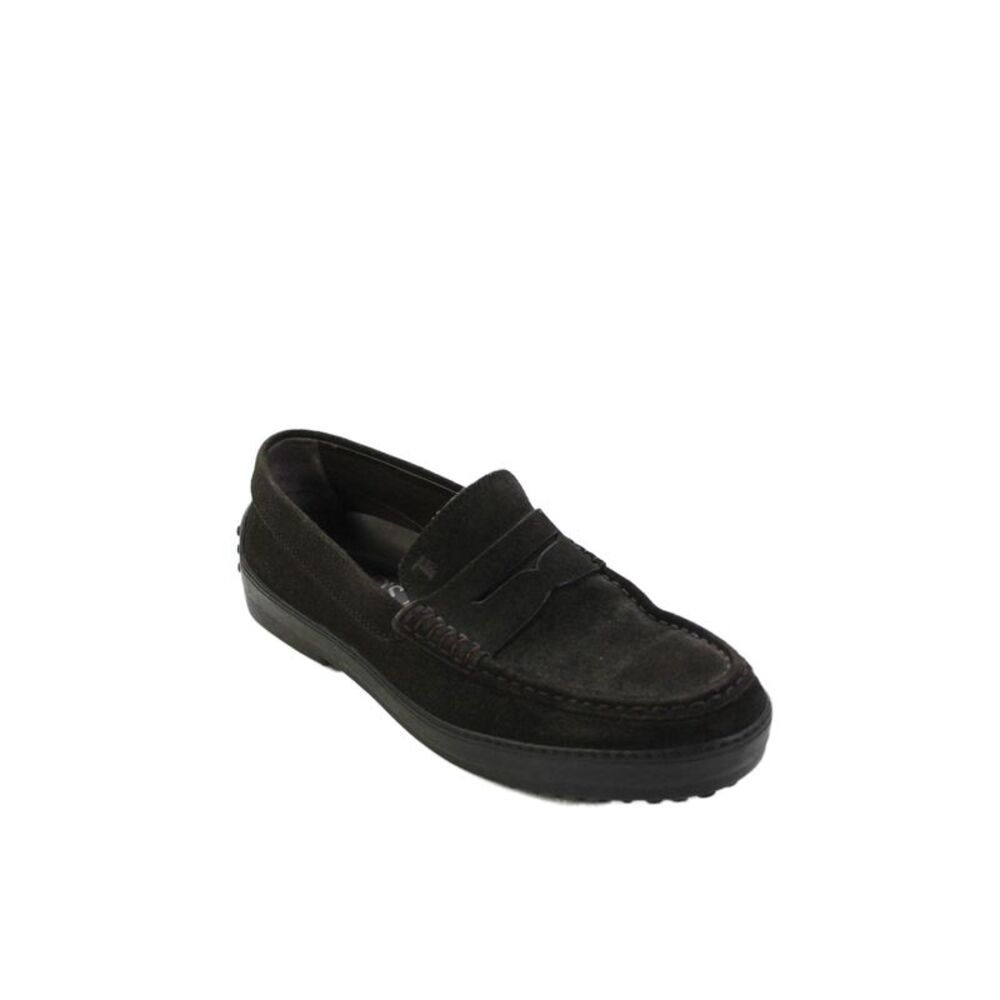 Tods Mens Slip On Round Toe Suede Loafers Dark Brown Size 5